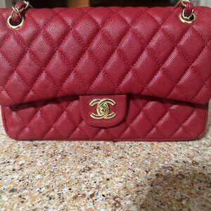 Bright Red Quilted Chain Shoulder Bag-Small Classic Style